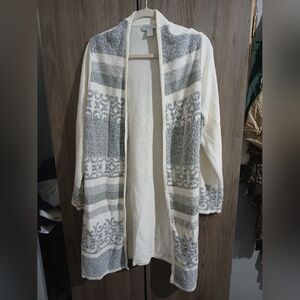 CJ Banks Gray and Cream Women's Cardigan